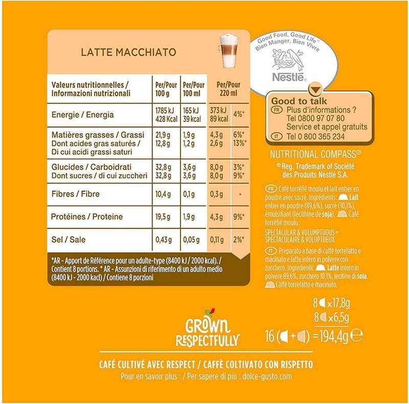 نسكافيه دولتشي غوستو لاتيه ماكياتو 16 كبسولة قهوة عبوة من 3 - Image 3