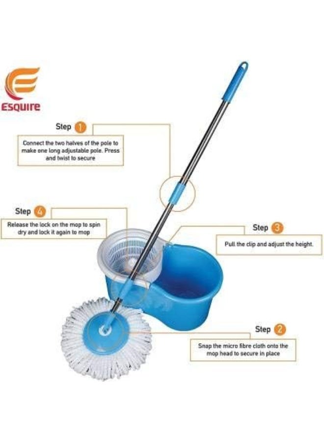 اسكيوب مجموعة ممسحة دوارة 360 درجة مع إعادة تعبئة إضافية، مقبض قابل للتمديد، رأس ممسحة من الألياف الدقيقة مع صمام تصريف 25 لتر - Image 3