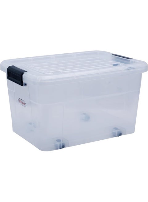 30L Clear Plastic Storage Box with Lockable Lid Transparent
