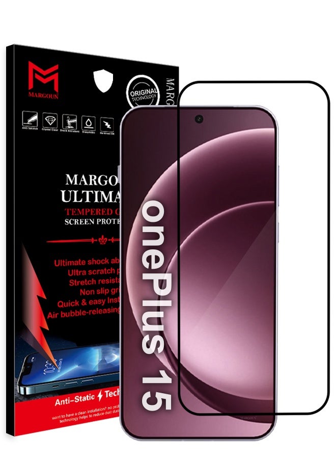 مارجون 9H Tempered Glass Premium for OnePlus 15 Edge to Edge Screen Guard - Clear - Image 1