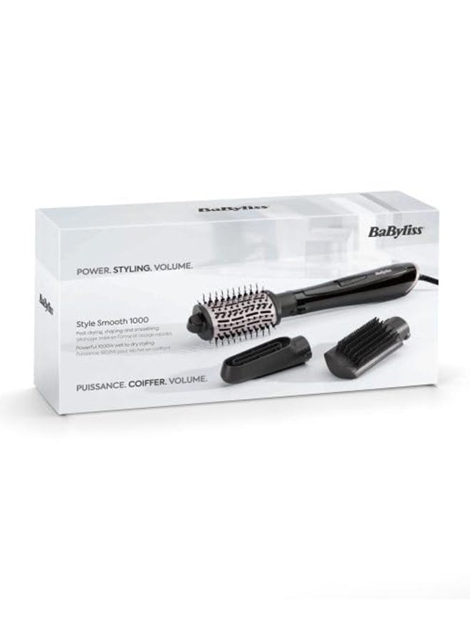 BaByliss Air Style Smooth, 3-in-1 Hot Air Brush, Ideal for Blow Drying, Straightening, and Creating Volume ,Professional Styling Tool, 2 Temperature Settings Black 1.1 cm - Image 5