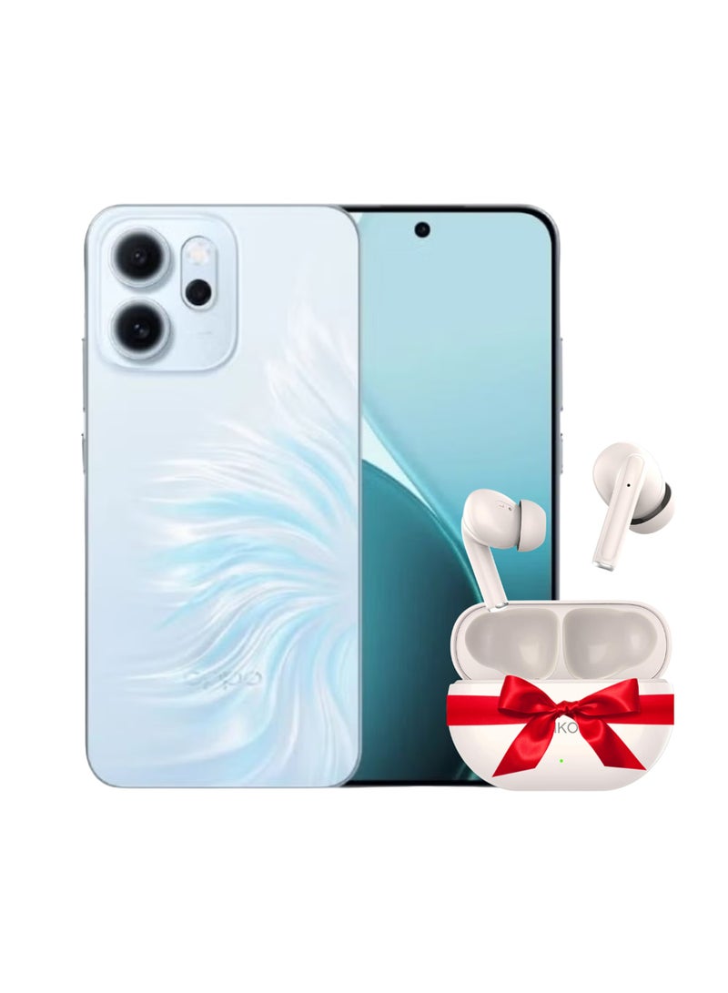 هاتف رينو 14 F 5G ثنائي الشريحة أوبال أزرق 12 جيجابايت رام 512 جيجابايت مع هدية SHKOD AirLits1 Pro - النسخة الشرق أوسطية