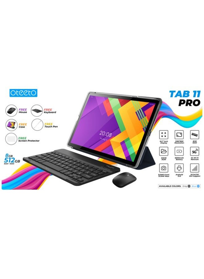 Oteeto TAB 11 Pro Dual SIM Blue  8GB  512GB 5G International Version –  with keyboard case, pen and mouse - Image 3
