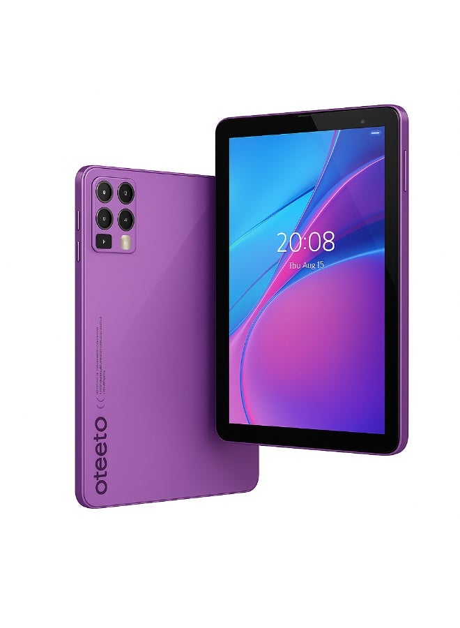 Oteeto TAB 8 – 8-Inch IPS Display | 8 GB RAM + 512 GB ROM | Android 13 | Octa-Core 1.8 GHz | 13 MP + 5 MP Dual Camera | 5000 mAh Battery | Dual SIM + 5G Connectivity | Free Keyboard + Case + OTG + Screen Protector - Purple - Image 1