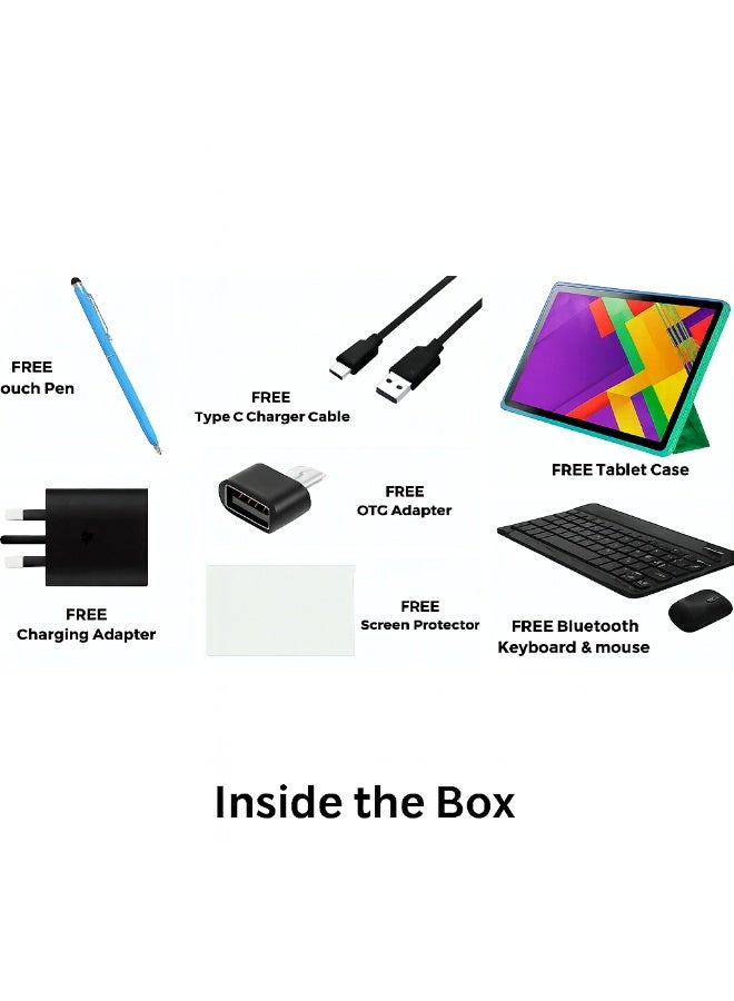 Oteeto TAB 11 Pro 10.1-Inch Android 13 Tablet (8GB RAM + 512GB ROM) | 5G  Wi-Fi | 13MP + 8MP Dual Camera | 6000mAh Long Battery | Type-C Charger | Free Keyboard, Mouse, Touch Pen And Case | Green - Image 4