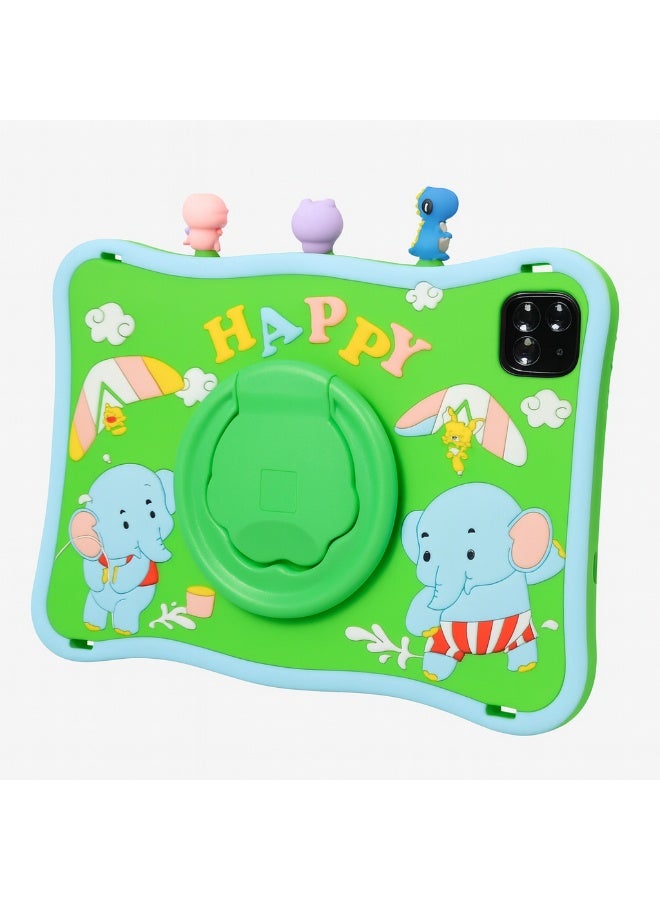 Oteeto TAB 10 Kids Tablet 10.1-Inch HD Display, Android 13, 6GB+128GB, 8000mAh, 4G LTE, Dual Camera, Shockproof Case with 5 Toys – Green - Image 2