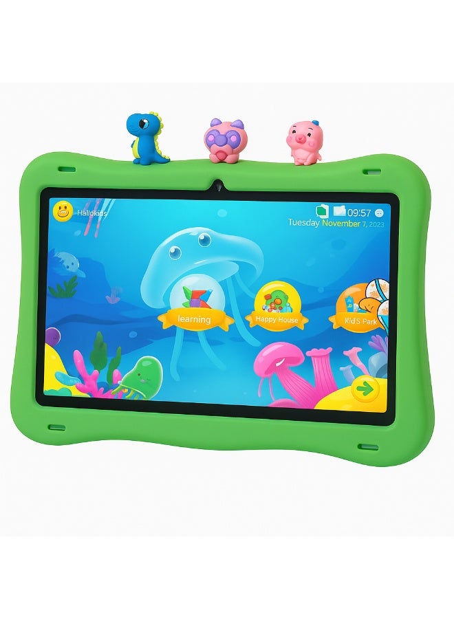 Oteeto TAB 10 Kids Tablet 10.1-Inch HD Display, Android 13, 6GB+128GB, 8000mAh, 4G LTE, Dual Camera, Shockproof Case with 5 Toys – Green - Image 3