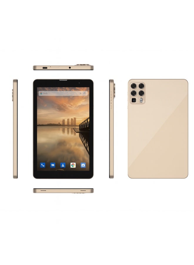 Oteeto TAB 8  8-Inch IPS Display | 8 GB RAM + 256 GB ROM | Android 13 | Octa-Core 1.8 GHz | 13 MP + 5 MP Dual Camera | 5000 mAh Battery | Dual SIM + 5G Connectivity | Free Keyboard + Case + OTG + Screen Protector - Gold - Image 2