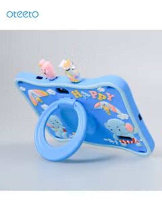 Oteeto TAB 10 Kids Tablet/10.1 Inch IPS/Octa Core 1.8 GHz Processor/6GB RAM + 128GB ROM/5MP Front + 8 MP Rear Camera/Single SIM 4G Network/8000 mAh/Android 13/Includes Sticker, Little Doll 5 pcs - Blue - Image 3