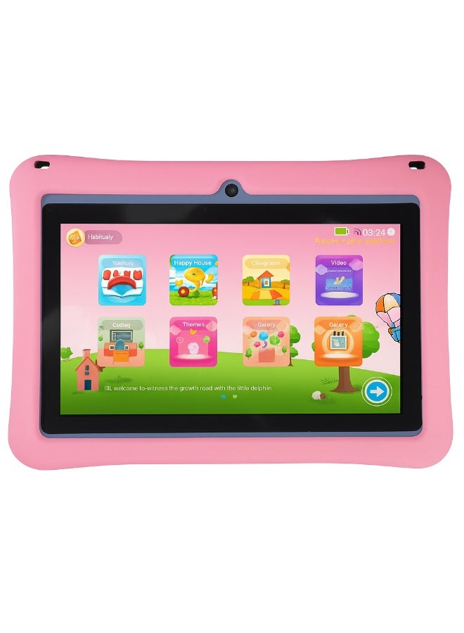 Oteeto K3 Kids Tablet 7-Inch HD Display | 4GB RAM + 128GB ROM | Android 13 | Dual Camera (2MP + 5MP) | 5G WiFi | EVA Protective Case with Free Lanyard, Bracelet And Stickers - Pink - Image 3