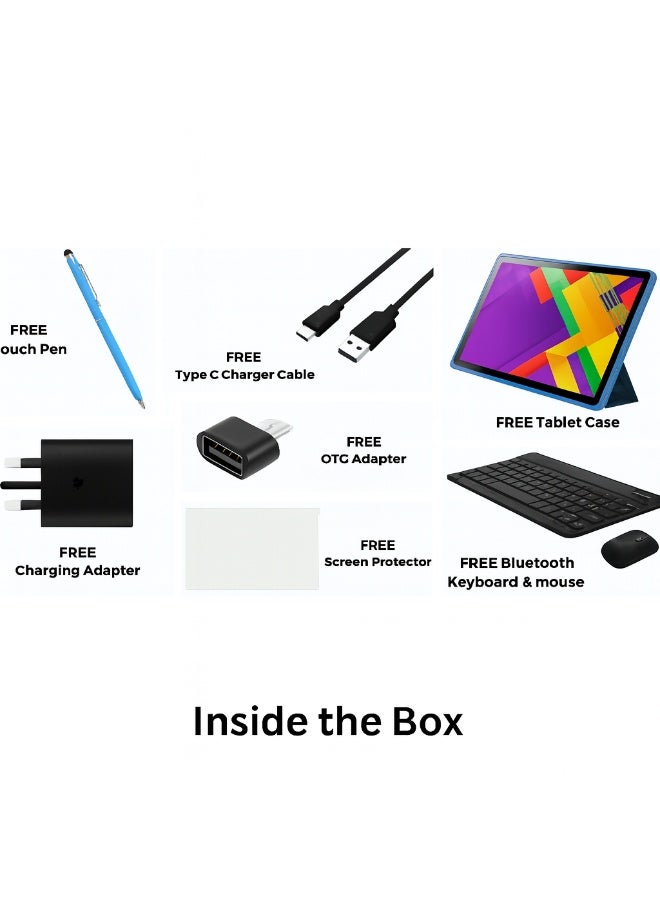 Oteeto TAB 11 Pro 10.1-Inch Android 13 Tablet (8GB RAM + 512GB ROM) | 5G Wi-Fi | 13MP + 8MP Dual Camera | 6000mAh Long Battery | Type-C Charger | Free Keyboard, Mouse, Touch Pen And Case | Blue - Image 4