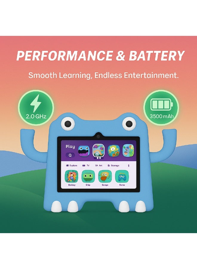 Oteeto Tab 73 Kids Tablet – 7.0-Inch IPS Display | 6GB RAM + 128GB ROM | 2.0GHz Quad-Core | 3500mAh Battery | WiFi | Android 13 | Shockproof EVA Case - Blue - Image 4