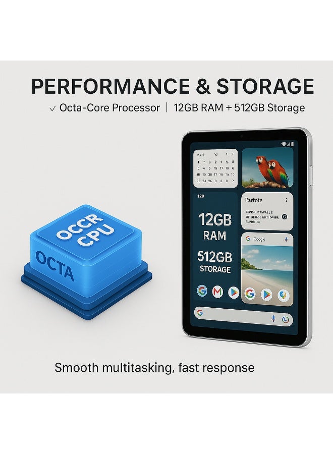 أوتيتو تاب 19 – جهاز لوحي أندرويد 14 بحجم 10.1 بوصة، 12 جيجابايت رام، 512 جيجابايت روم، ثماني النواة، كاميرا 13 ميجابكسل + 8 ميجابكسل، 8000 مللي أمبير، واي فاي + شريحتين – فضي - Image 4