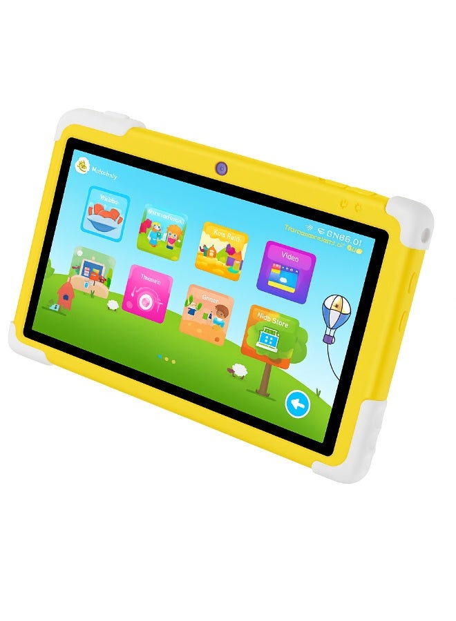 Oteeto K2 Kids Tablet | 7-Inch IPS Display | 4GB RAM + 128GB ROM | Android 13 | Dual Camera | Type-C Charging | Parental Mode | FREE Sunglasses And Stickers - Yellow - Image 1