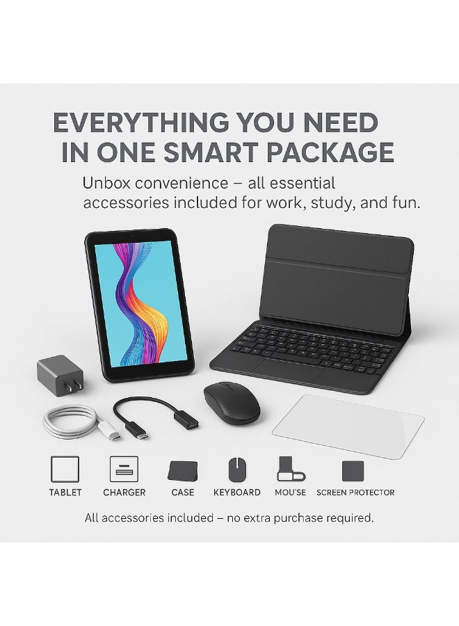 أوتيتو TAB 7 Android 14 Tablet 7.0-Inch IPS Display | 8 GB RAM + 256 GB ROM | Octa-Core 1.8 GHz Processor | 5 G Wi-Fi | 3500 mAh Battery | 5 MP Rear + 2 MP Front Camera | Free Keyboard + Mouse + Case | Grey - Image 4