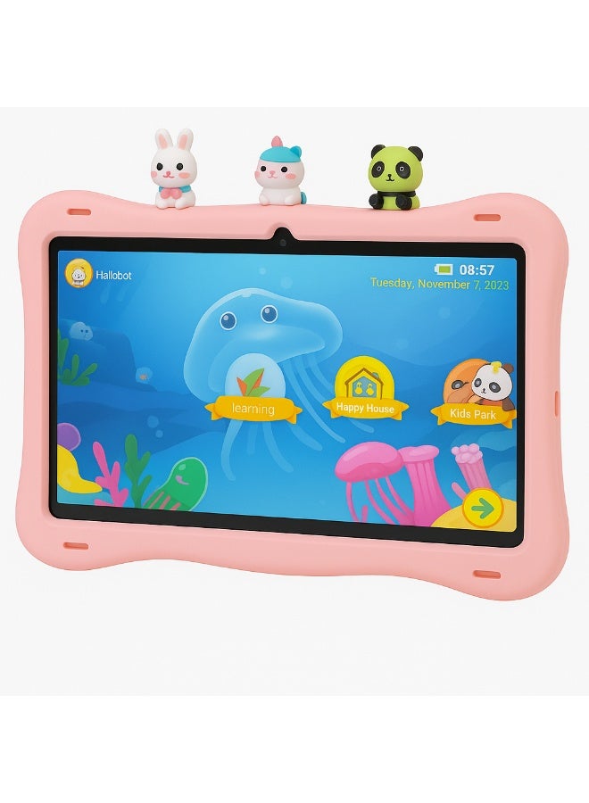 Oteeto TAB 10 Kids Tablet 10.1-Inch HD Display, Android 13, 6GB+128GB, 8000mAh, 4G LTE, Dual Camera, Shockproof Case with 5 Toys – Pink - Image 3