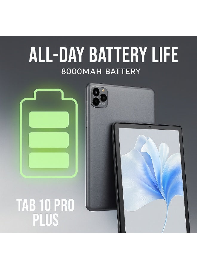 Oteeto TAB 10 Pro Plus – 10.1-Inch HD Display | 8GB RAM + 512GB ROM | Android 15 | Quad-Core | 13MP + 8MP Camera | 8000mAh Battery | WiFi + SIM | Free Keyboard, Cover & Pen - Grey - Image 3