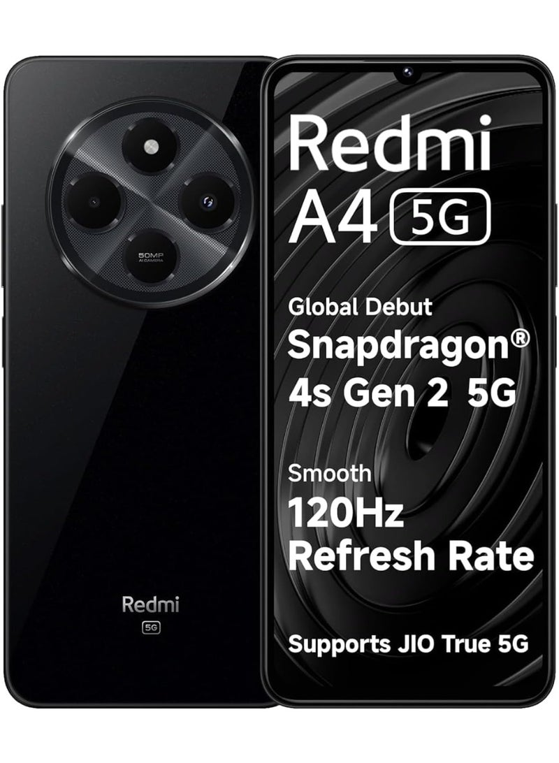 Xiaomi Redmi A4 5G (Starry Black, 6GB RAM, 128GB Storage) | Segment Largest 6.88-inch 120Hz | 50MP Dual Camera | 18W Fast Charging | Charger in The Box - Image 1