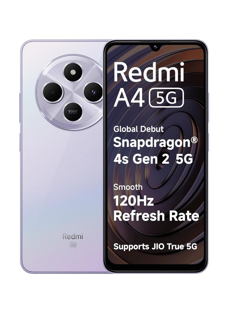 Xiaomi Redmi A4 5G (Sparkle Purple, 6GB RAM, 128GB Storage) | Global Debut SD 4s Gen 2 | Segment Largest 6.88-inch 120Hz | 50MP Dual Camera | 18W Fast Charging - Image 1