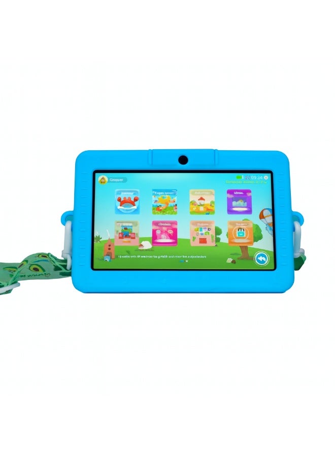 Oteeto TAB 5 Kids Tablet – 7-Inch IPS Display, 4GB RAM + 128GB ROM, Android 13, Octa-Core, 5G Wi-Fi, 3000 mAh Battery with Cute Doll Gift - Blue - Image 1