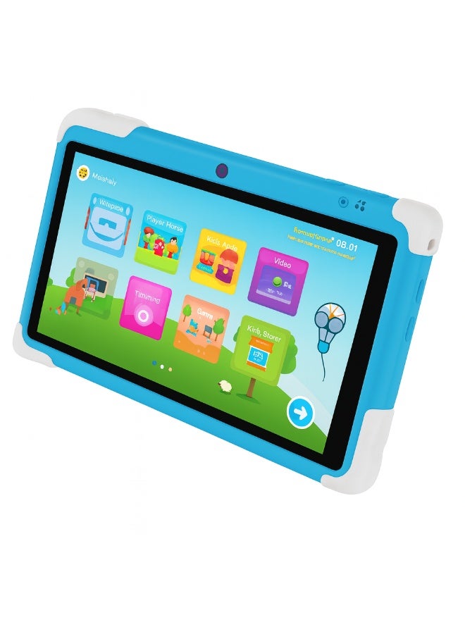 Oteeto K2 Kids Tablet | 7-Inch IPS Display | 4GB RAM + 128GB ROM | Android 13 | Dual Camera | Type-C Charging | Parental Mode | FREE Sunglasses And Stickers - Blue - Image 1
