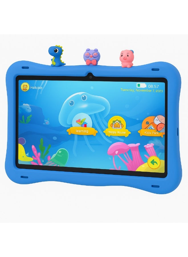 Oteeto TAB 10 Kids Tablet 10.1-Inch HD Display, Android 13, 6GB+128GB, 8000mAh, 4G LTE, Dual Camera, Shockproof Case with 5 Toys – Blue - Image 3