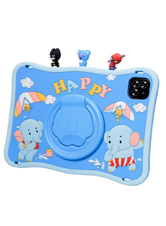 Oteeto TAB 10 Kids Tablet 10.1-Inch HD Display, Android 13, 6GB+128GB, 8000mAh, 4G LTE, Dual Camera, Shockproof Case with 5 Toys – Blue - Image 2