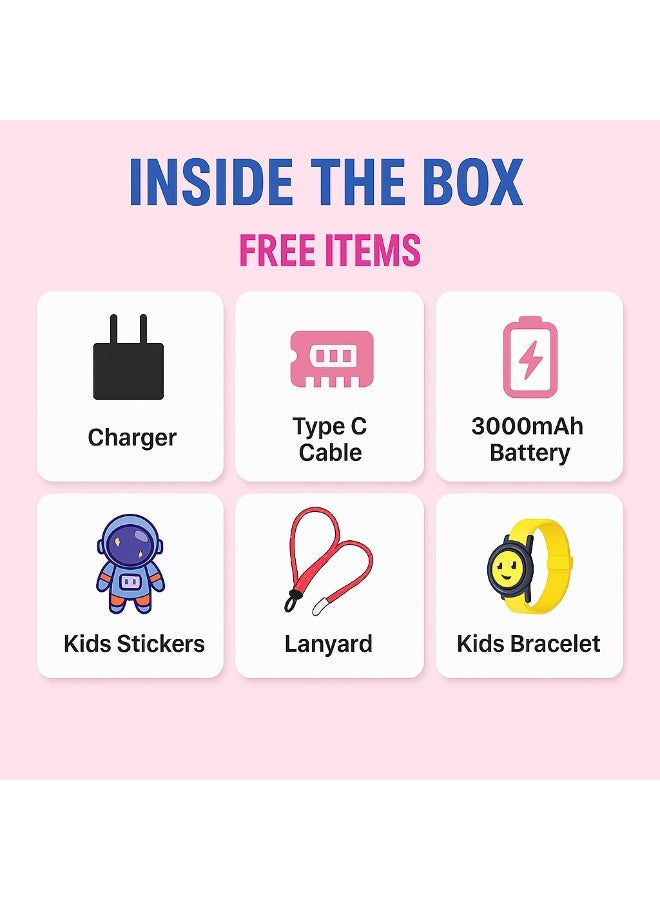 Oteeto K3 Kids Tablet 7-Inch HD Display| 4GB RAM + 128GB ROM | Android 13 | Dual Camera (2MP + 5MP) | 5G WiFi | EVA Protective Case with Free Lanyard, Bracelet And Stickers - Purple - Image 5