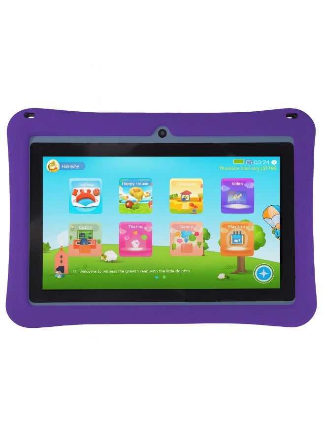 Oteeto K3 Kids Tablet 7-Inch HD Display| 4GB RAM + 128GB ROM | Android 13 | Dual Camera (2MP + 5MP) | 5G WiFi | EVA Protective Case with Free Lanyard, Bracelet And Stickers - Purple - Image 3