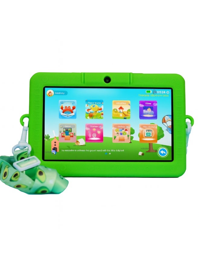 Oteeto TAB 5 Kids Tablet – 7-Inch IPS Display, 4GB RAM + 128GB ROM, Android 13, Octa-Core, 5G Wi-Fi, 3000 mAh Battery with Cute Doll Gift - Green - Image 1