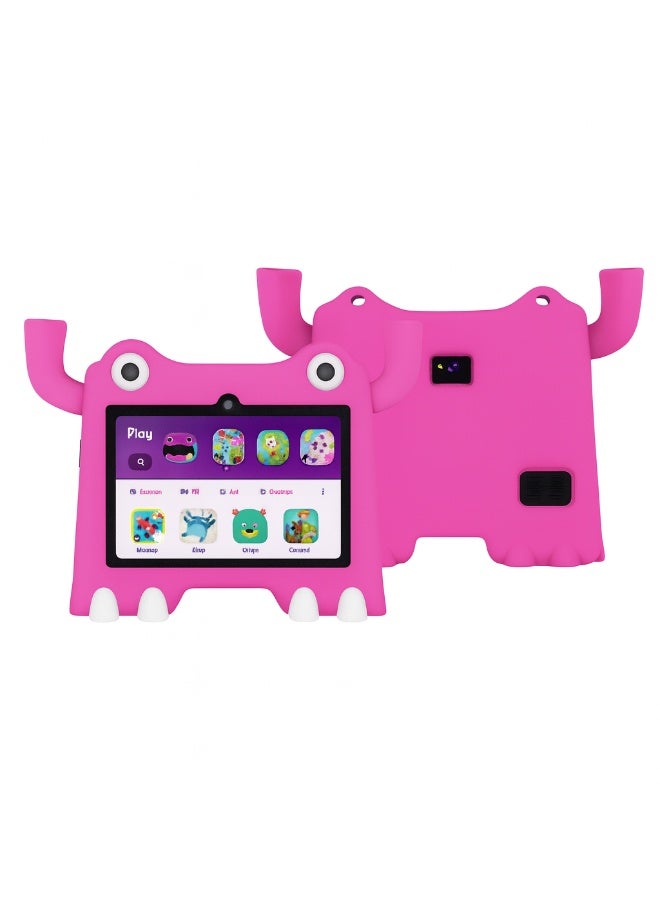 Oteeto Tab 73 Kids Tablet – 7.0-Inch IPS Display | 6GB RAM + 128GB ROM | 2.0GHz Quad-Core | 3500mAh Battery | WiFi | Android 13 | Shockproof EVA Case - Pink - Image 1