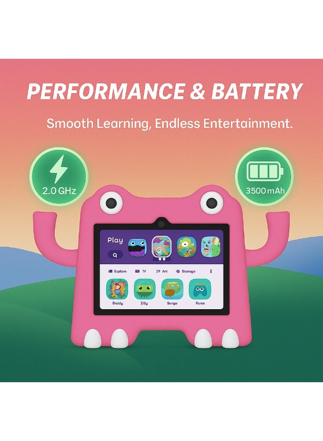 Oteeto Tab 73 Kids Tablet – 7.0-Inch IPS Display | 6GB RAM + 128GB ROM | 2.0GHz Quad-Core | 3500mAh Battery | WiFi | Android 13 | Shockproof EVA Case - Pink - Image 4