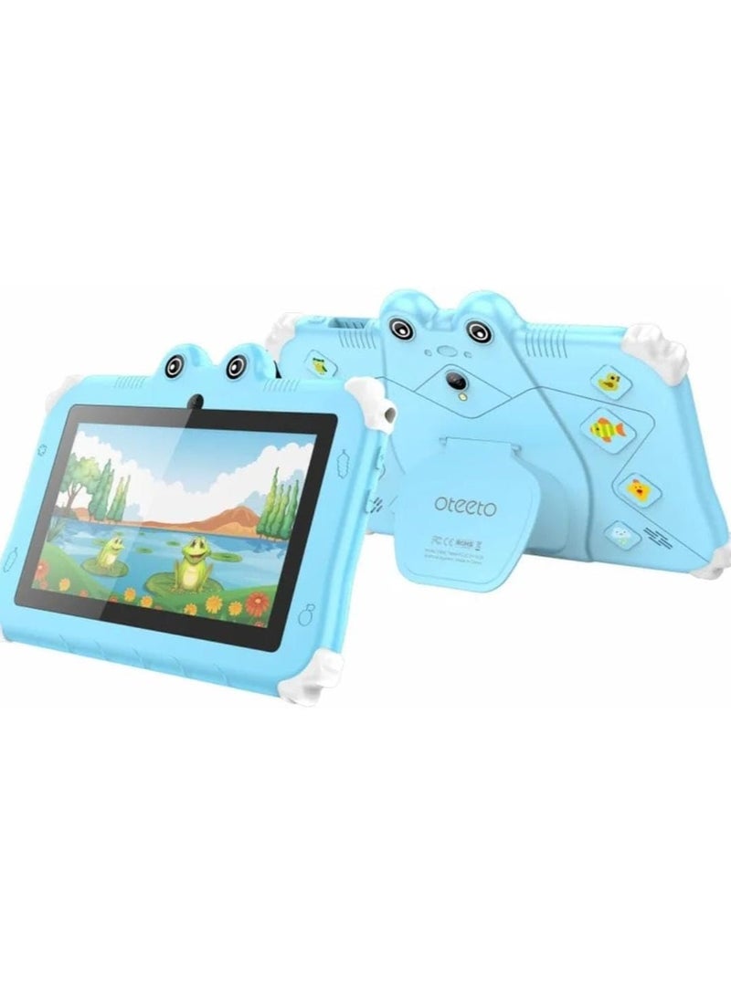 Oteeto TAB 6 Kids Tablet, 7-Inch IPS LCD, 4GB RAM 128GB ROM, Android 13, Dual Camera - Black/Blue - Image 1