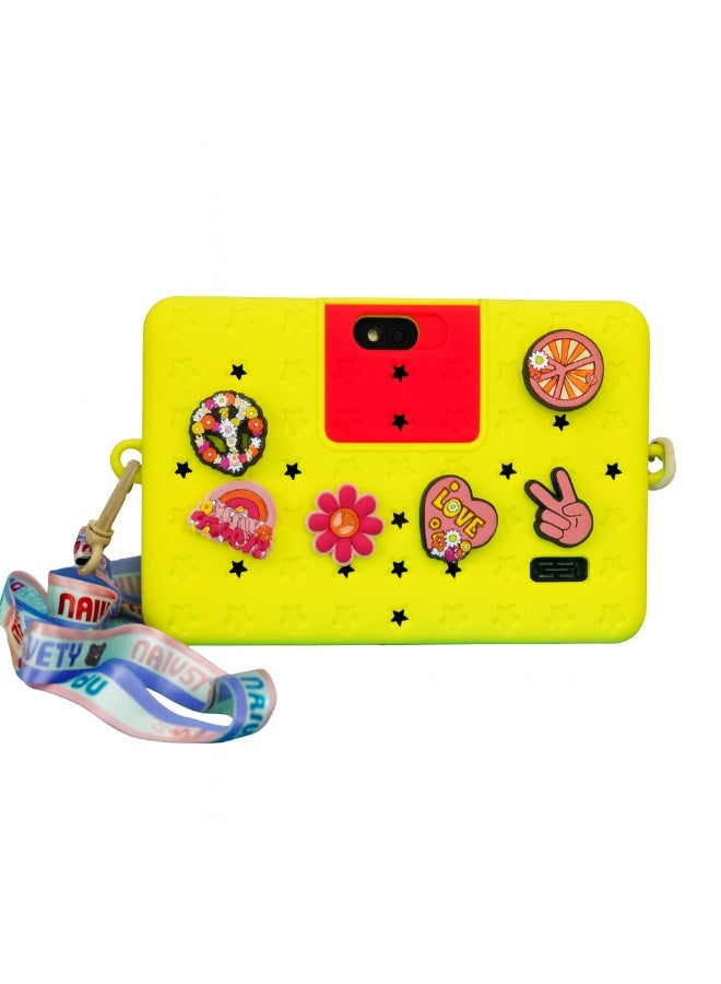 Oteeto TAB 5 Kids Tablet – 7-Inch IPS Display, 4GB RAM + 128GB ROM, Android 13, Octa-Core, 5G Wi-Fi, 3000 mAh Battery with Cute Doll Gift - Yellow - Image 2