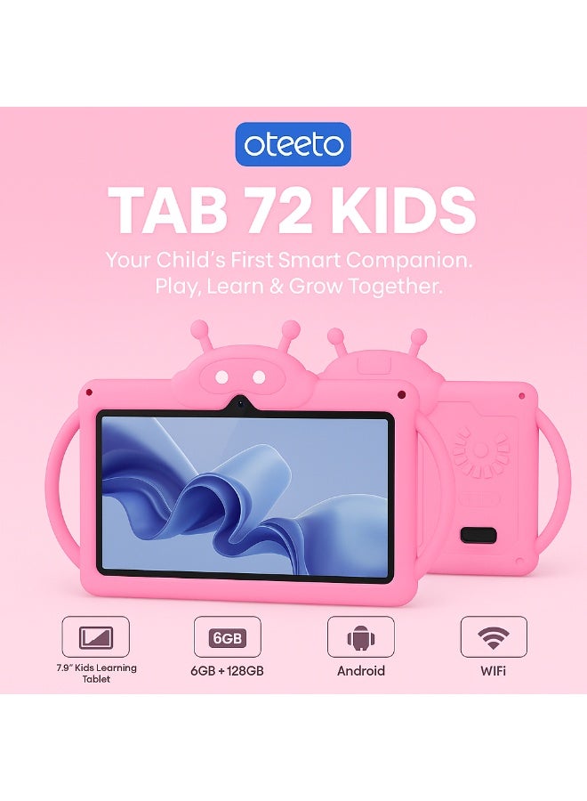Oteeto TAB 72 Kids Tablet – 7.0-Inch IPS Display, 6GB RAM + 128GB Storage, Android, Wi-Fi, 3500mAh Battery, Shockproof EVA Case – Learning Tablet for Kids - Pink - Image 2