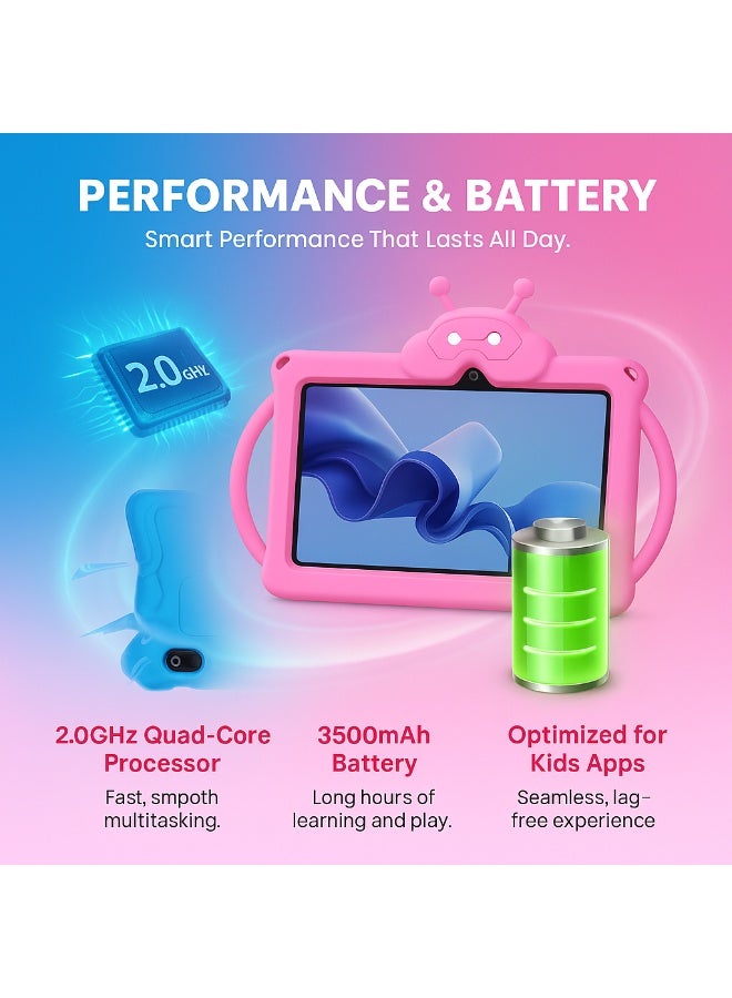 Oteeto TAB 72 Kids Tablet – 7.0-Inch IPS Display, 6GB RAM + 128GB Storage, Android, Wi-Fi, 3500mAh Battery, Shockproof EVA Case – Learning Tablet for Kids - Pink - Image 4