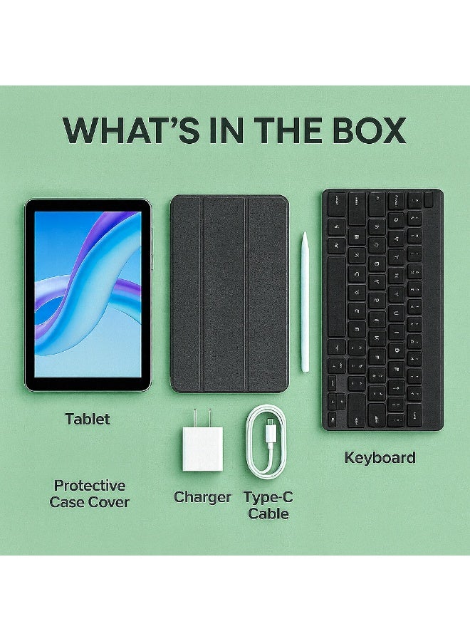 Oteeto TAB 8 – 8-Inch IPS Display | 8 GB RAM + 256 GB ROM | Android 13 | Octa-Core 1.8 GHz | 13 MP + 5 MP Dual Camera | 5000 mAh Battery | Dual SIM + 5G Connectivity | Free Keyboard + Case + OTG + Screen Protector - Green - Image 3
