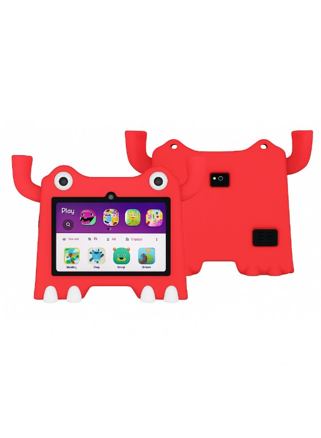 Oteeto Tab 73 Kids Tablet – 7.0-Inch IPS Display | 6GB RAM + 128GB ROM | 2.0GHz Quad-Core | 3500mAh Battery | WiFi | Android 13 | Shockproof EVA Case - Red - Image 1