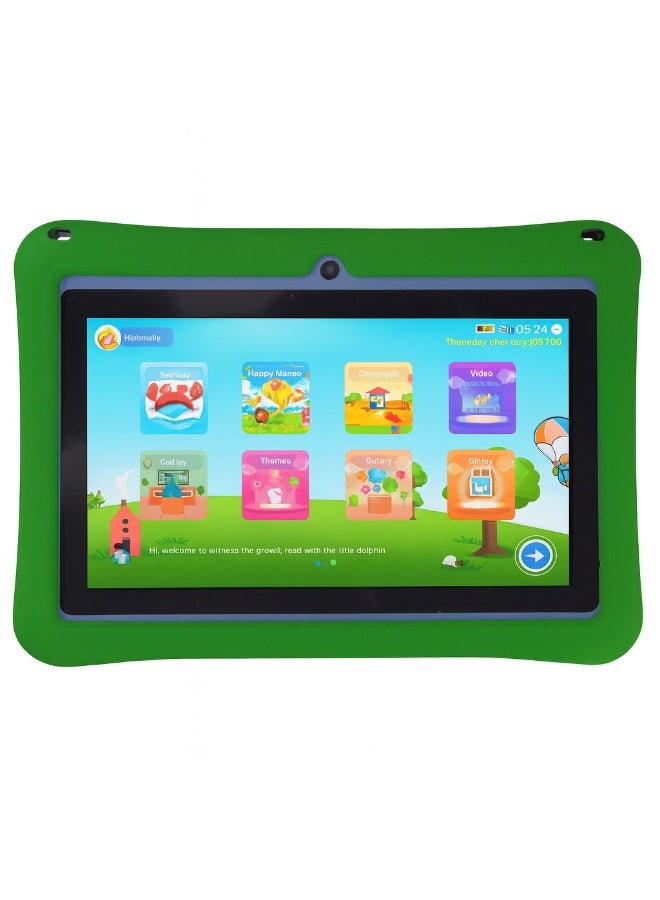 Oteeto K3 Kids Tablet 7-Inch HD Display | 4GB RAM + 128GB ROM | Android 13 | Dual Camera (2MP + 5MP) | 5G WiFi | EVA Protective Case with Free Lanyard, Bracelet And Stickers - Green - Image 3