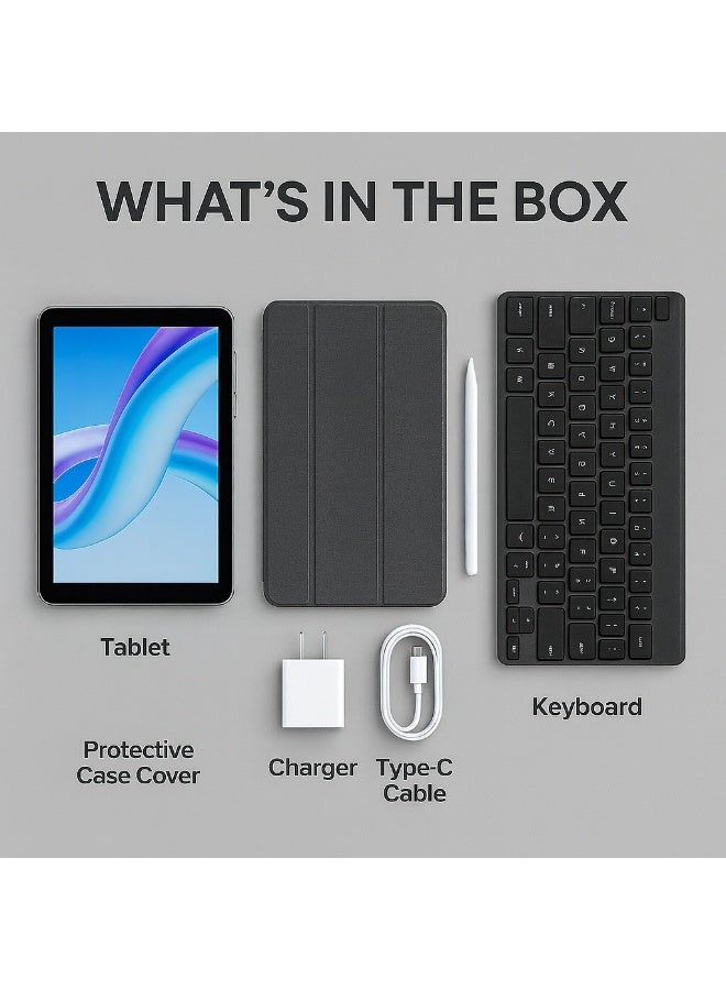 أوتيتو TAB 8  8-Inch IPS Display | 8 GB RAM + 512 GB ROM | Android 13 | Octa-Core 1.8 GHz | 13 MP + 5 MP Dual Camera | 5000 mAh Battery | Dual SIM + 5G Connectivity | Free Keyboard + Case + OTG + Screen Protector  - Titanium - Image 3