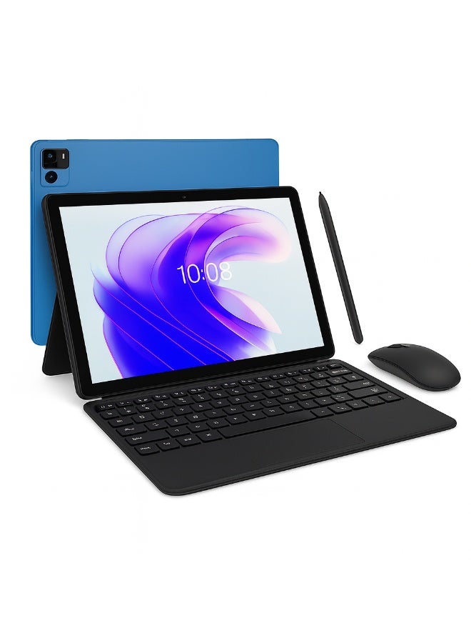 Oteeto TAB16 Android 14 Tablet | 10.1-Inch HD IPS Display | 8GB RAM + 512GB Storage | 6000mAh Battery | Dual Camera | 5G Wi-Fi + SIM Support | Type-C Fast Charging | With FREE Keyboard, Mouse, Touch Pen, Case And Screen Protector - Blue - Image 1