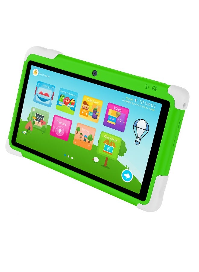 Oteeto K2 Kids Tablet | 7-Inch IPS Display | 4GB RAM + 128GB ROM | Android 13 | Dual Camera | Type-C Charging | Parental Mode | FREE Sunglasses And Stickers - Green - Image 1