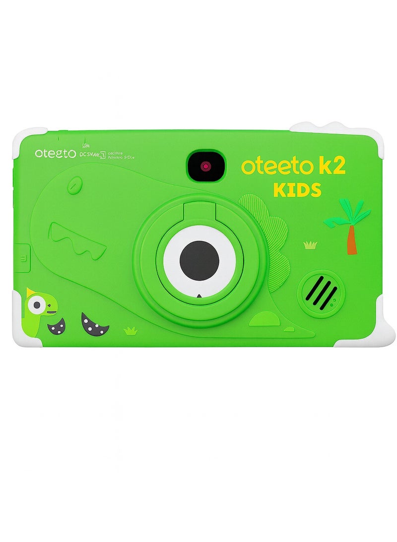 Oteeto K2 Kids Tablet | 7-Inch IPS Display | 4GB RAM + 128GB ROM | Android 13 | Dual Camera | Type-C Charging | Parental Mode | FREE Sunglasses And Stickers - Green - Image 2