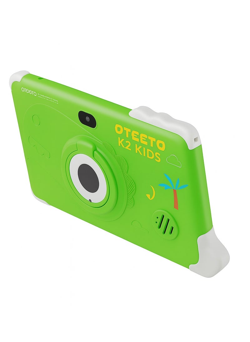 Oteeto K2 Kids Tablet | 7-Inch IPS Display | 4GB RAM + 128GB ROM | Android 13 | Dual Camera | Type-C Charging | Parental Mode | FREE Sunglasses And Stickers - Green - Image 3