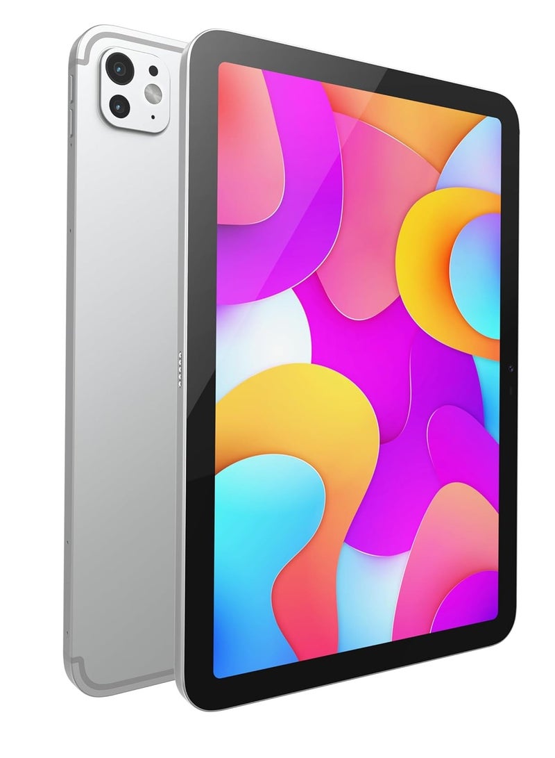 Oteeto Tab 15 Tablet/10.1-Inch/4G SIM/iOS Style Operating System/5G Dual SIM/Octa Core Processor/Included Flip Cover And Keyboard/8GB RAM + 512GB ROM/Android 13/6000 mAh/8MP Front+13 MP Rear - Silver - Image 1