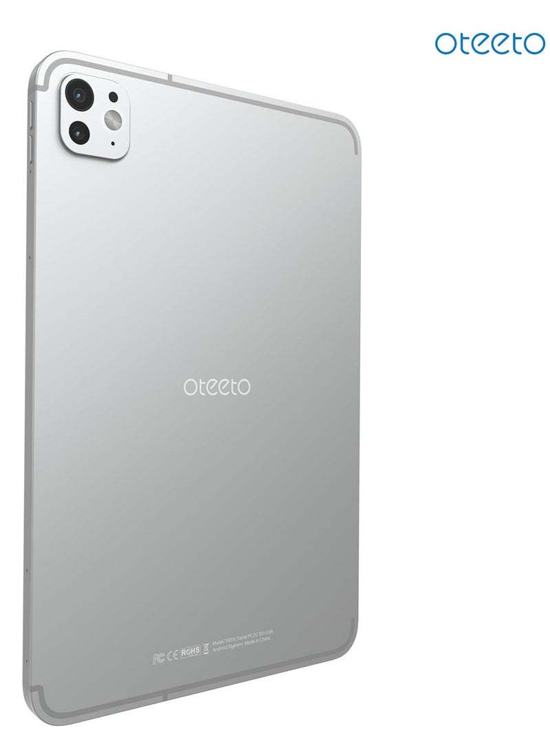 Oteeto Tab 15 Tablet/10.1-Inch/4G SIM/iOS Style Operating System/5G Dual SIM/Octa Core Processor/Included Flip Cover And Keyboard/8GB RAM + 512GB ROM/Android 13/6000 mAh/8MP Front+13 MP Rear - Silver - Image 4
