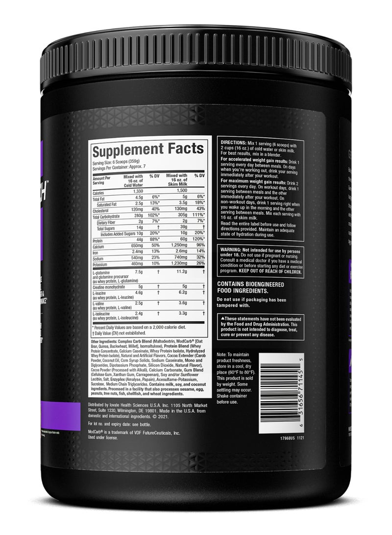 MuscleTech 100% Mass Gainer, Enhance Muscle, Strength & Performance, Quicker Muscle & Recovery, High-Protein Mass Gainer | 60G Protein | 1,500 Calories | 5G Creatine |  305G Carbs | Vanilla Natural & Artificial Flavors Dietary Supplement Net WT. 6.00 LBS. (2.72 Kg) - Image 2