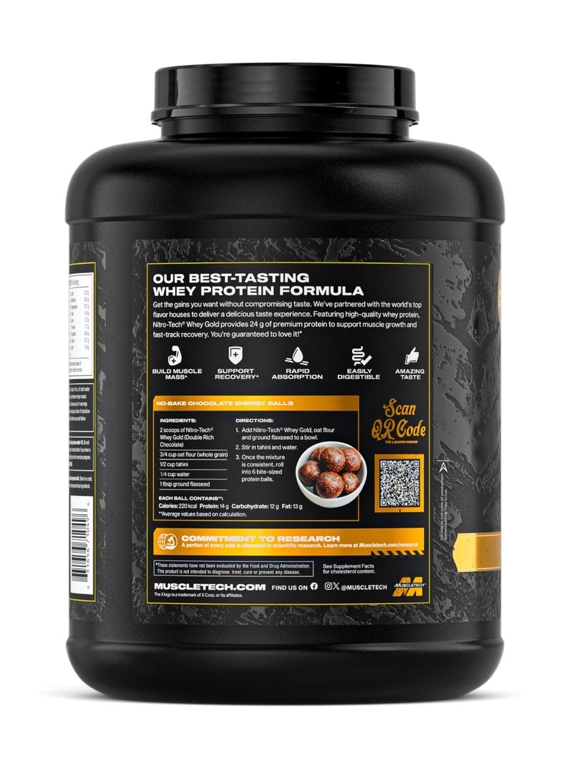 MuscleTech Nitro-Tech Whey Gold Gourmet Whey Protein - New Look - 24G Protein, 5.4G BCAAs - Double Rich Chocolate Natural & Artificial Flavors, Dietary Supplement, Net WT. 5.00 LBS. (2.27 KG) - Image 3