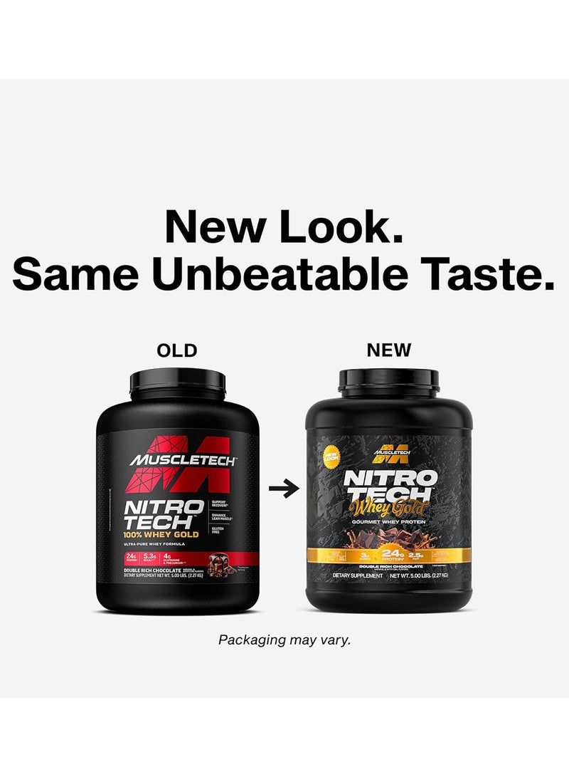 MuscleTech Nitro-Tech Whey Gold Gourmet Whey Protein - New Look - 24G Protein, 5.4G BCAAs - Double Rich Chocolate Natural & Artificial Flavors, Dietary Supplement, Net WT. 5.00 LBS. (2.27 KG) - Image 4