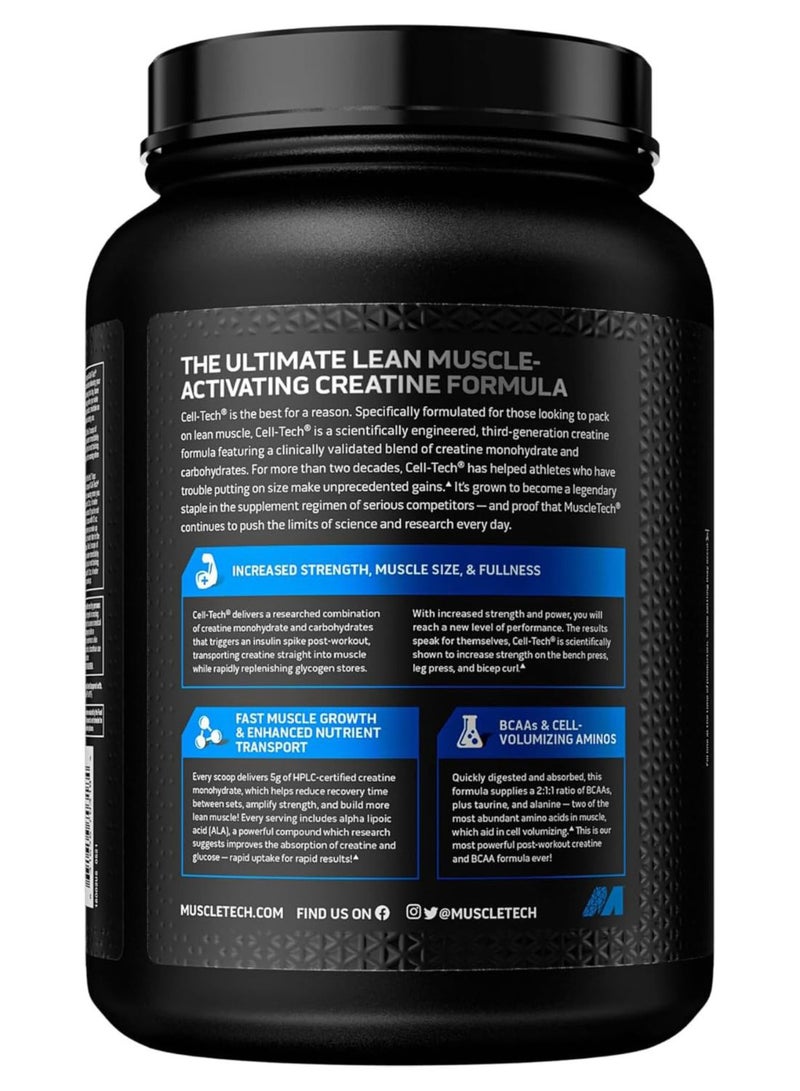 MuscleTech Cell-Tech Creatine Monohydrate Powder, Fruit Punch Flavor, 10g Creatine, 200mg Alpha Lipoic Acid & 75g Carbohydrates per Serving for Muscle Strength & Recovery, 2.90 lbs (1.32 kg). - Image 3